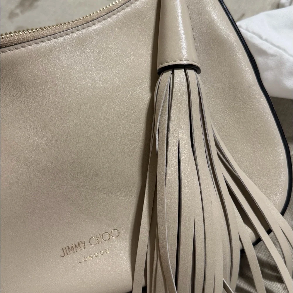 Jimmy Choo Cream Shoulder Bag with Tassel - Picture 6 of 7